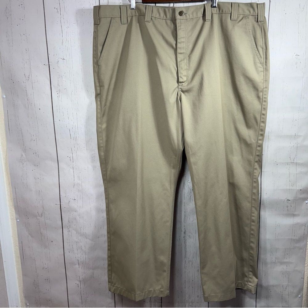 Carhartt Mens Khaki Pants Flat Front Straight Leg Relaxed Fit Utility Work